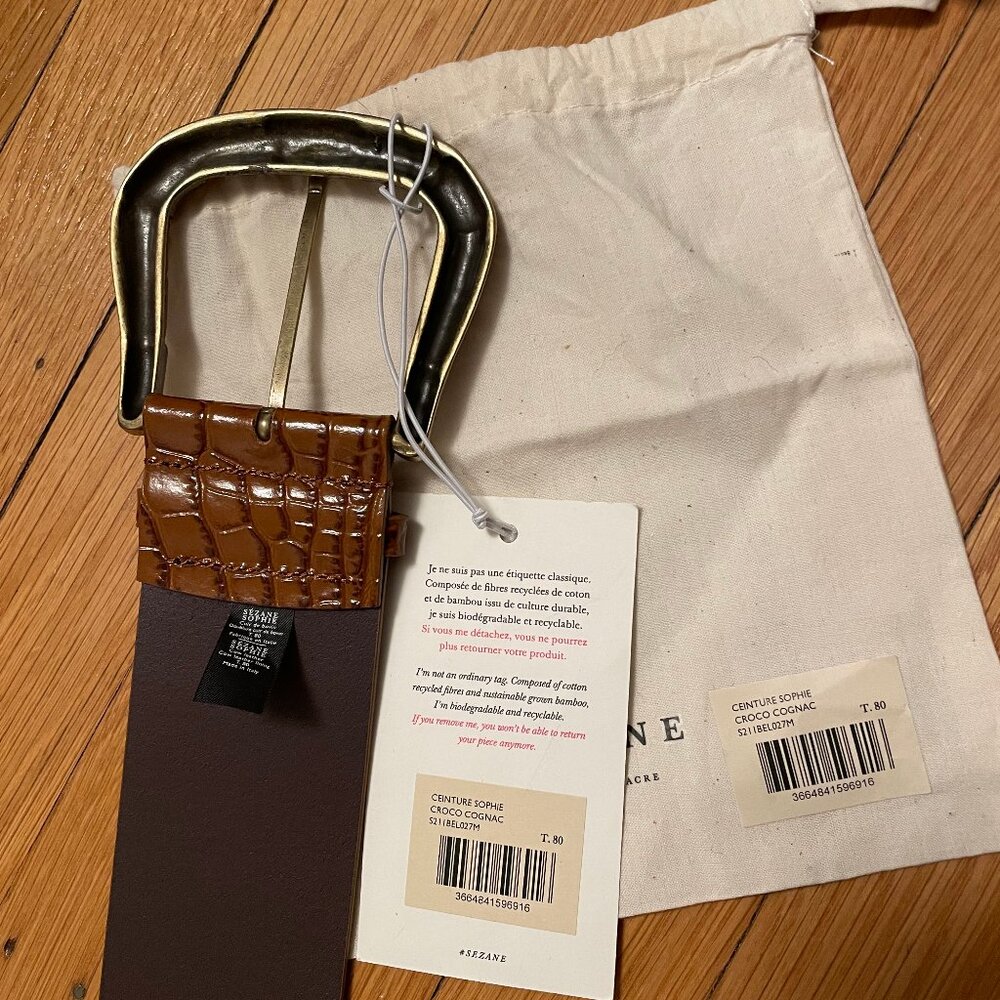 Sezane Sophie Belt; Croco Cognac; size 80; - Picture 4 of 5